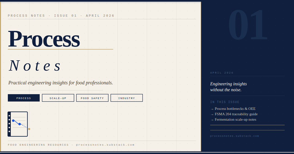 Process Notes — Food Engineering, Weekly | Process Notes